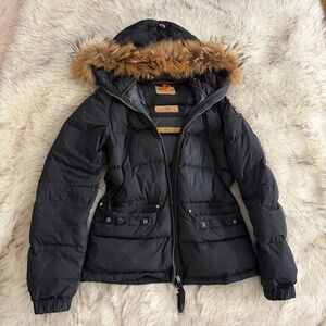 Parajumpers PJS Parka Puffer with fur Coat Jacket Black Woman